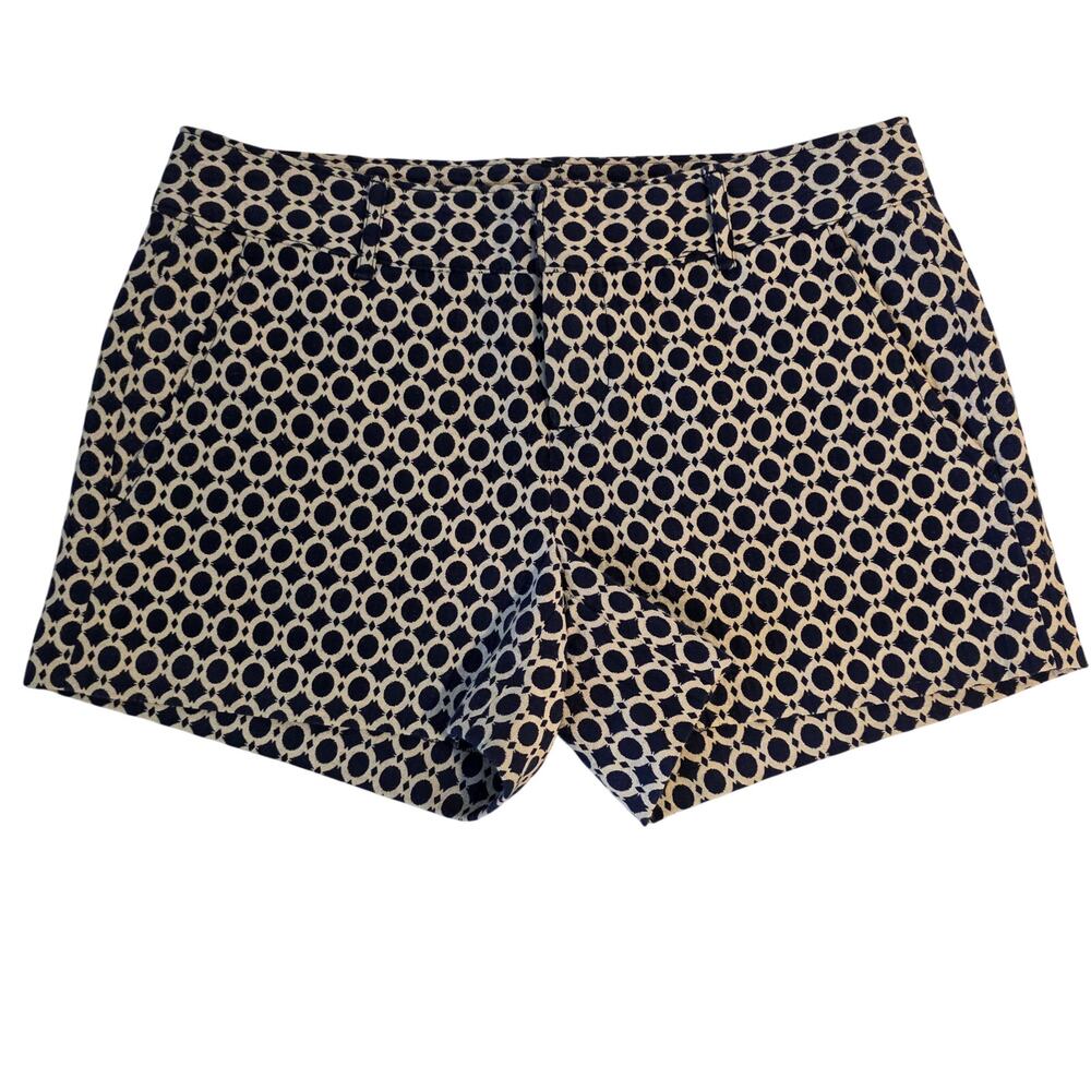 Banana Republic Navy Blue White Geometric Print Shorts Women's 0 Mod Preppy Boho